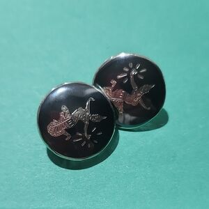 Vintage Sterling Silver Goddess Mehkala Dancer Niello Earrings, Made In Siam